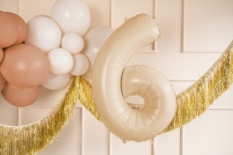 Balon foliowy Cyfra ''6'', 72cm, beż