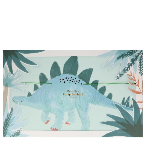 DINOZAURY - Girlanda z dinozaurami i liśćmi