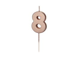 Świeczka urodzinowa Cyferka 8, różowe złoto, 4.5cm