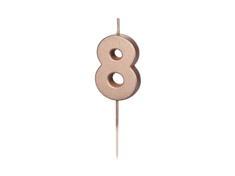 Świeczka urodzinowa Cyferka 8, różowe złoto, 4.5cm