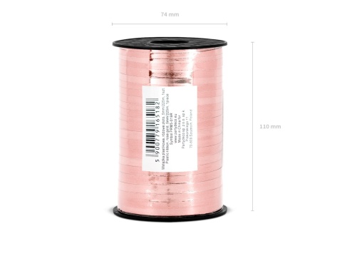 Wstążka plastikowa, różowe złoto, 5mm/225m